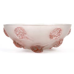 1928 René Lalique - Cuenco Centro de Mesa Tournon Cristal con pátina rosa