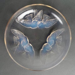 1928 René Lalique Bowl Nonnettes Birds Opalescent Glass