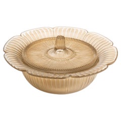1928 René Lalique - Box Jam Pot Gatinais Glass With Sepia Patina