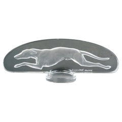 Antique 1928 René Lalique Car Mascot Hood Ornament Levrier Greyhound Glass