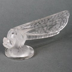 1928 René Lalique Car Mascot Hood Ornament Petite Libellule Glass Dragonfly