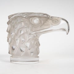 1928 René Lalique Car Mascot Hood s Ornamental Tete d'Aigle Verre, Tête d'Aigle