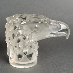1928 René Lalique Car Mascot Hood s Ornamental Tete d'Aigle Verre, Tête d'Aigle