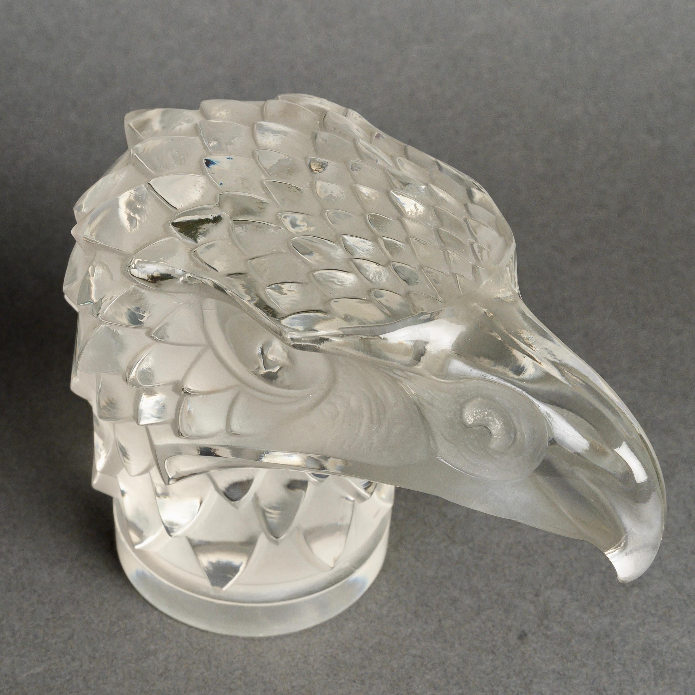 1928 René Lalique Auto Maskottchen Hood's Ornament Tete d'Aigle Glas, Adlerkopf (Art déco) im Angebot