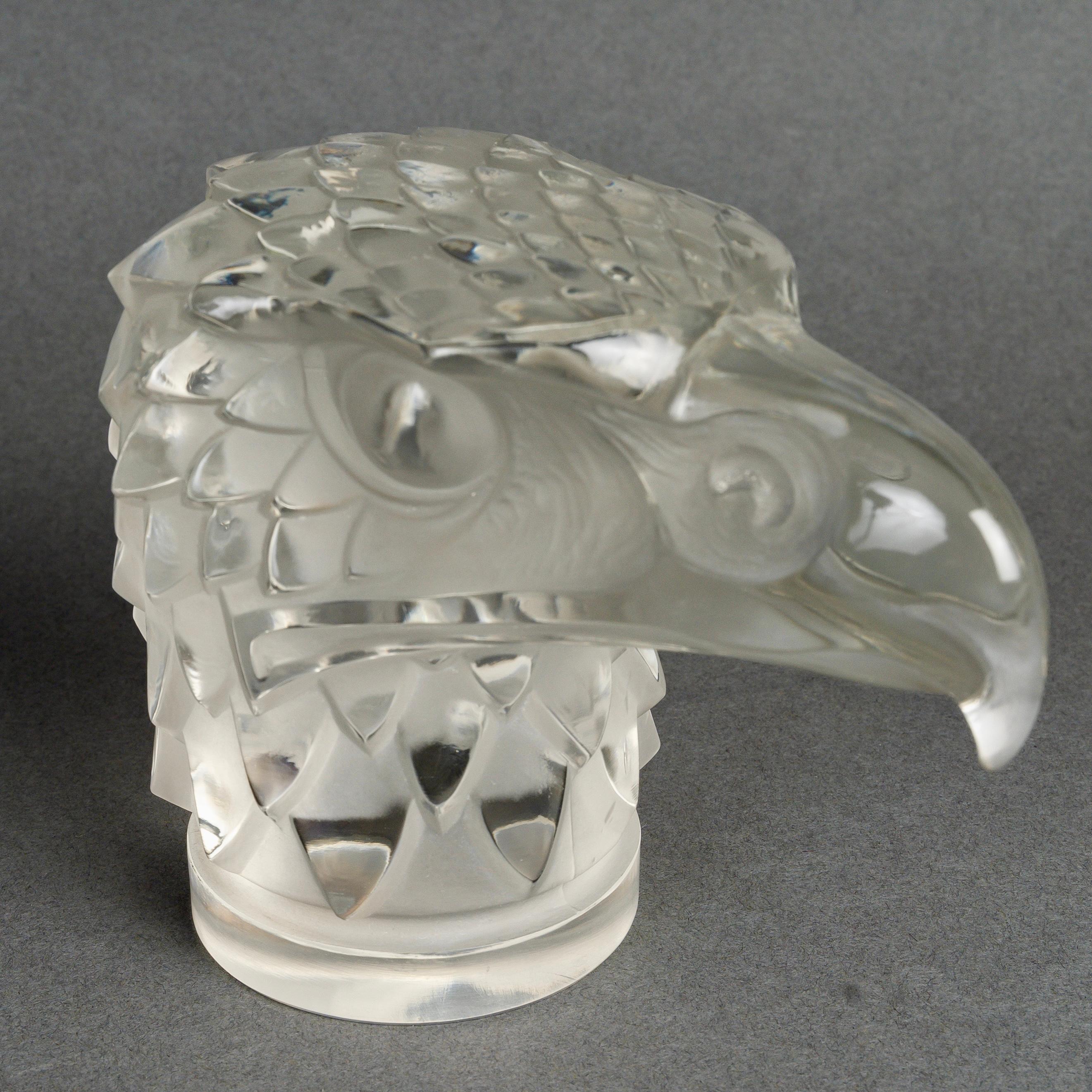 1928 René Lalique Auto Maskottchen Hood's Ornament Tete d'Aigle Glas, Adlerkopf (Französisch) im Angebot