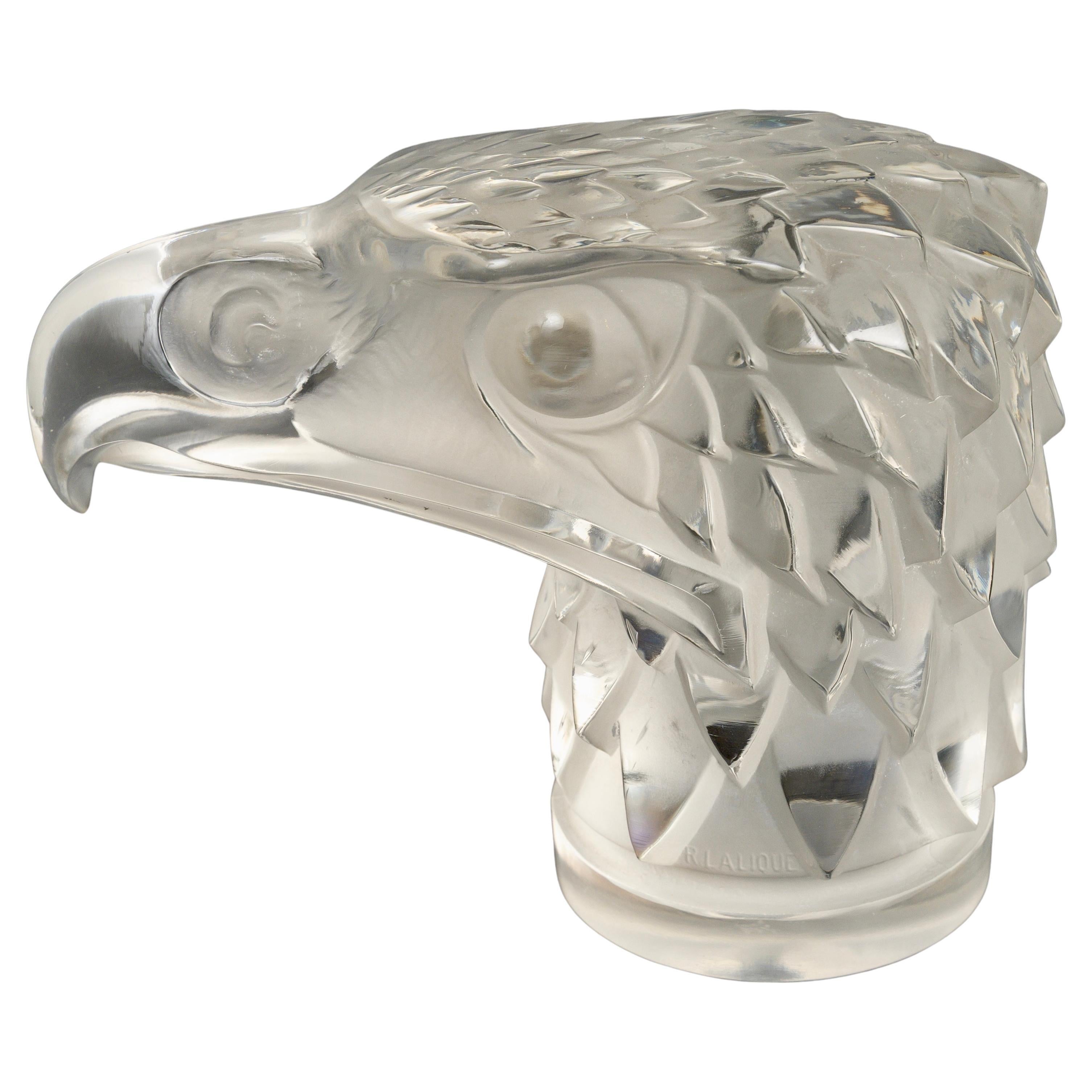 1928 René Lalique Auto Maskottchen Hood's Ornament Tete d'Aigle Glas, Adlerkopf