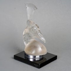 1928 René Lalique - Car Mascot Paon Peacock Head Glass