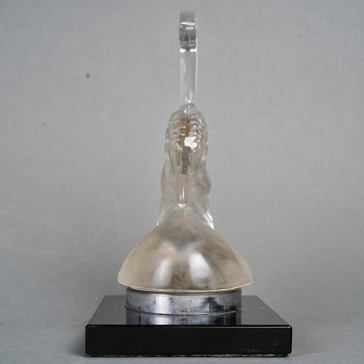 French 1928 René Lalique - Car Mascot Paon Peacock Head Glass