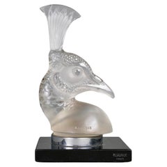 1928 René Lalique - Verre à tête de paon de la mascotte automobile Paon