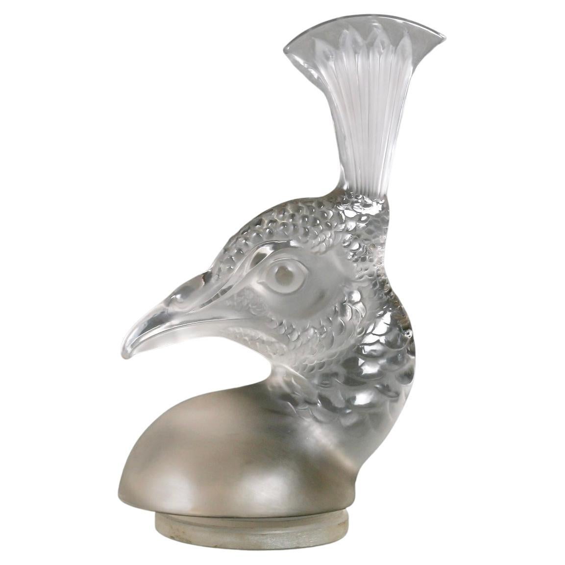 1928 René Lalique - Car Mascot Tete De Paon Peacock Glass