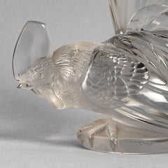 1928 René Lalique Coq Nain Car Mascot Hood Ornament Clear Glass, Rooster