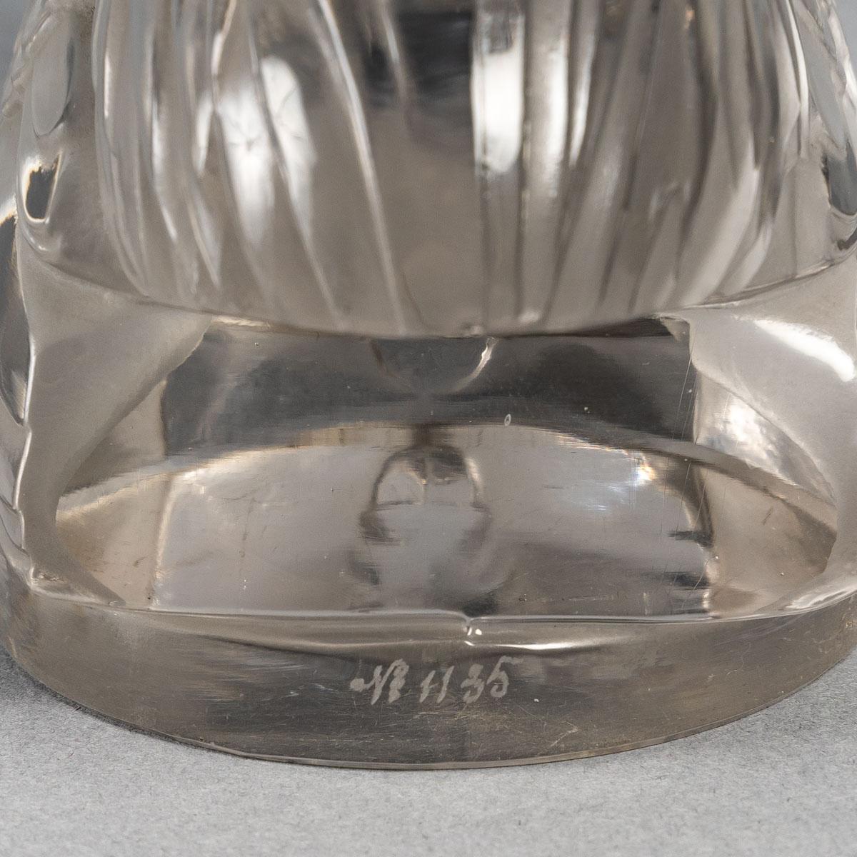 Molded 1928 René Lalique Coq Nain Car Mascot Hood Ornament Clear Glass, Rooster