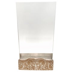 1928 René Lalique Faune Menu Holder Clear Glass with Sepia Patina