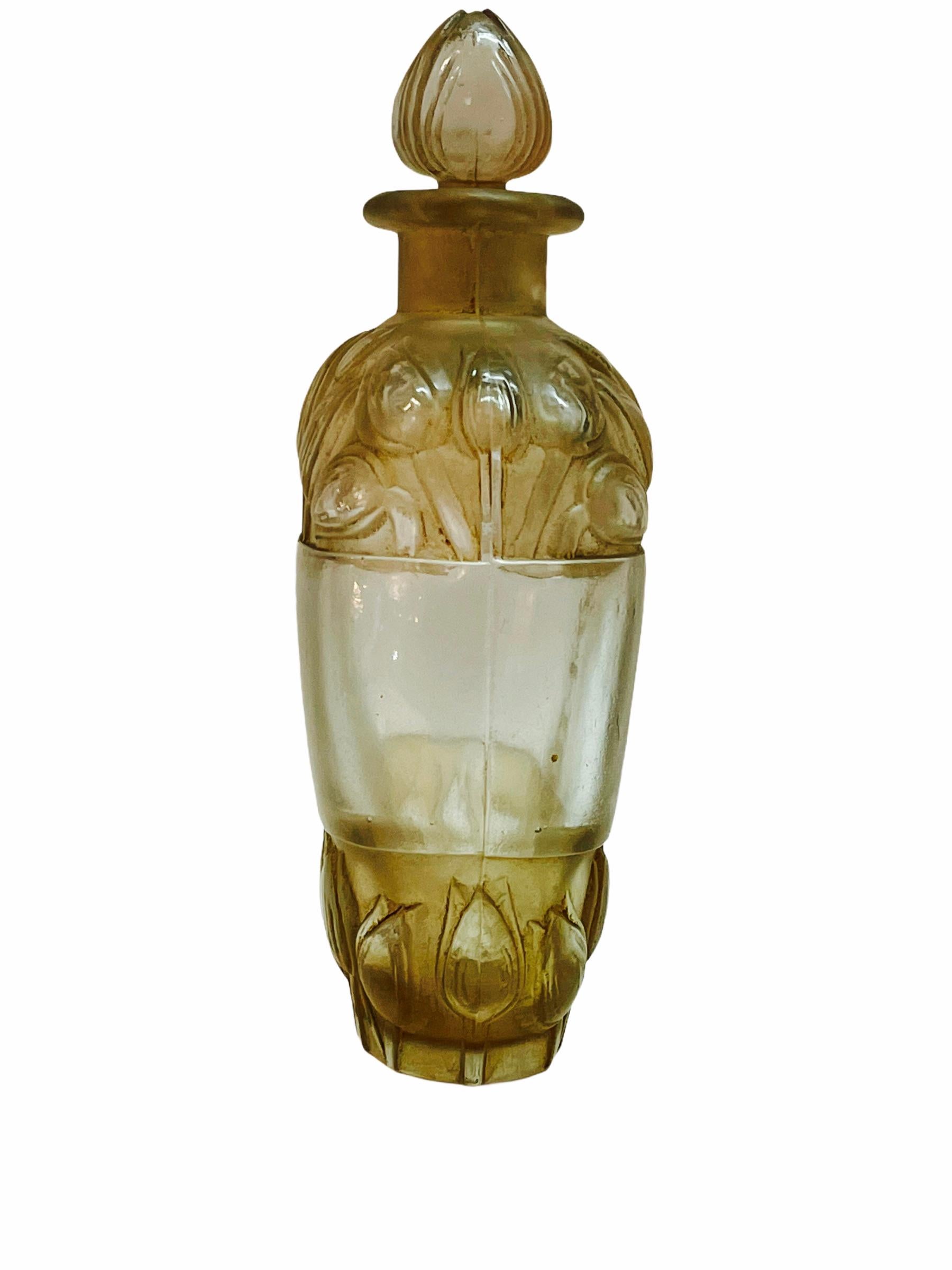 Art Deco 1928 Rene Lalique French Lilac Jaytho Jay-Thorpe Perfume Bottle Sepia Patina