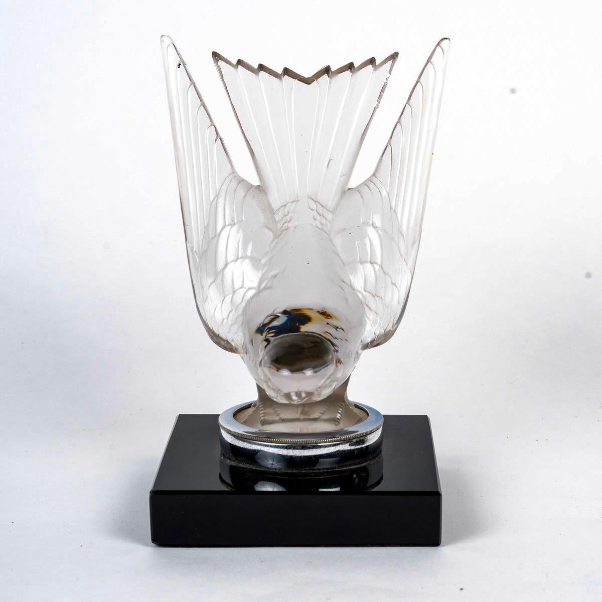1928 René Lalique - Coppia di reggilibri Mascotte d'auto Hirondelle Swallow Glass In condizioni buone a Boulogne Billancourt, FR