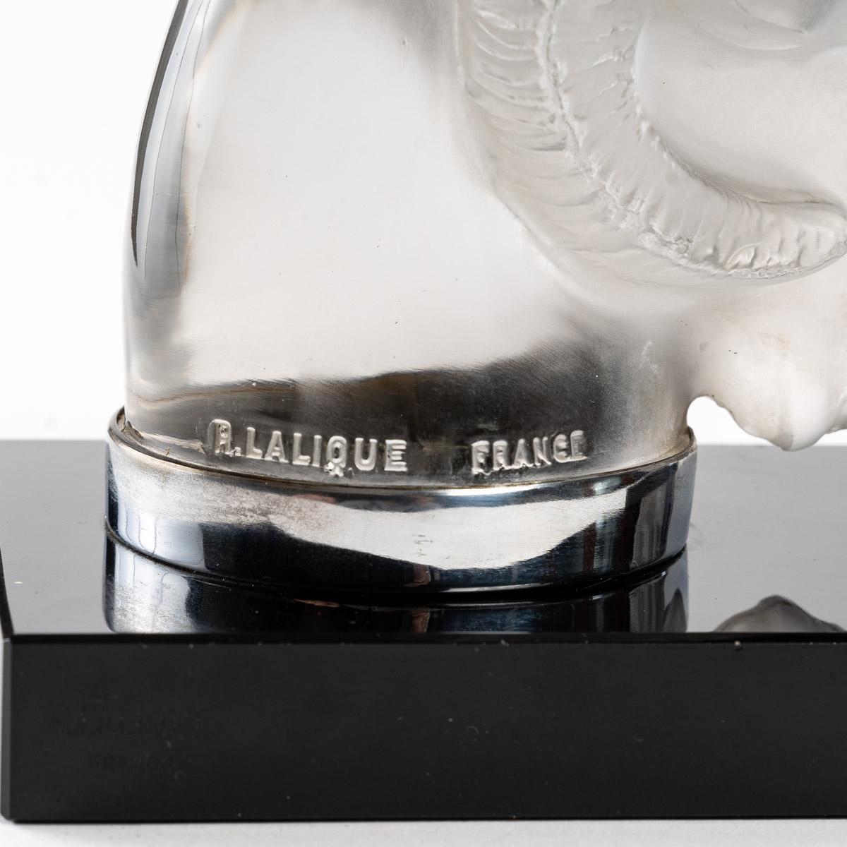 Early 20th Century 1928 René Lalique Pair of Tete de Belier Car Mascot Hood Ornament Glass Book End