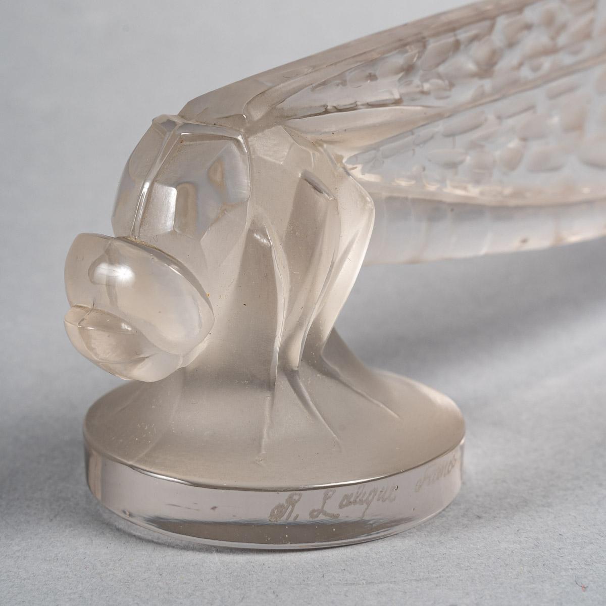 Art Deco 1928 René Lalique Petite Libellule Car Mascot Hood Ornament Glass Dragonfly