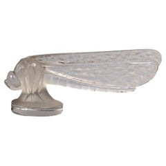 Antique 1928 René Lalique Petite Libellule Car Mascot Hood Ornament Glass Dragonfly