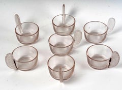 1928 René Lalique, Set of 7 Eventail Cups in Glass