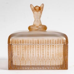 1928 René Lalique Sultane Box Frosted Glass with Sepia Patina