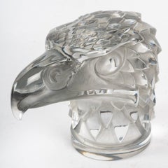 1928 René Lalique Tete d'Aigle Car Mascot Hood Ornament in Glass, Eagle Head