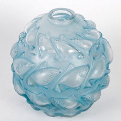 1928 René Lalique - Vase Camaret Glass With Blue Patina