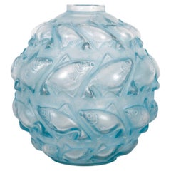 1928 René Lalique - Vase Camaret Glass With Blue Patina