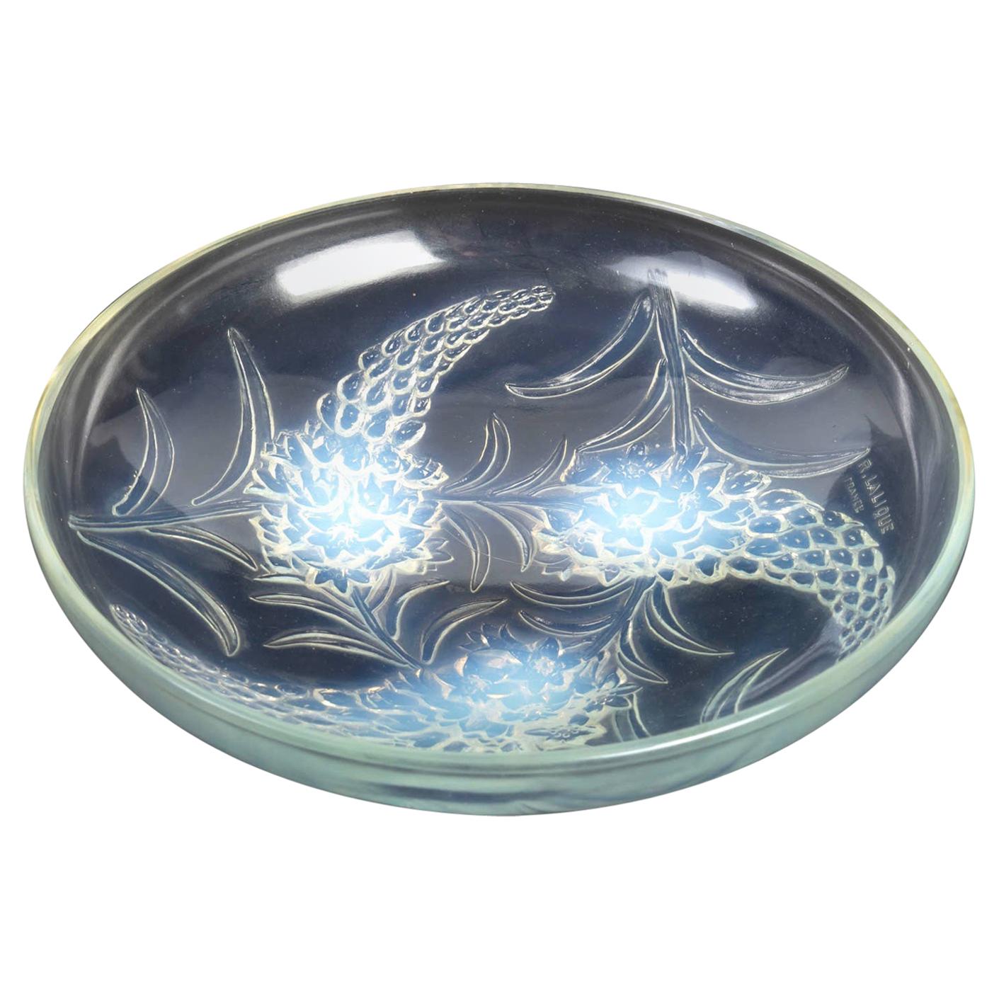 1928 René Lalique Véronique Bowl Opalescent Glass, Flowers