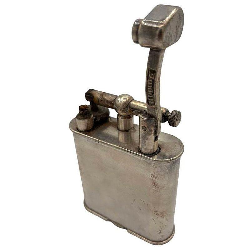American 1928 Silverplate Lift Arm Table Butane Lighter by Dunhill England