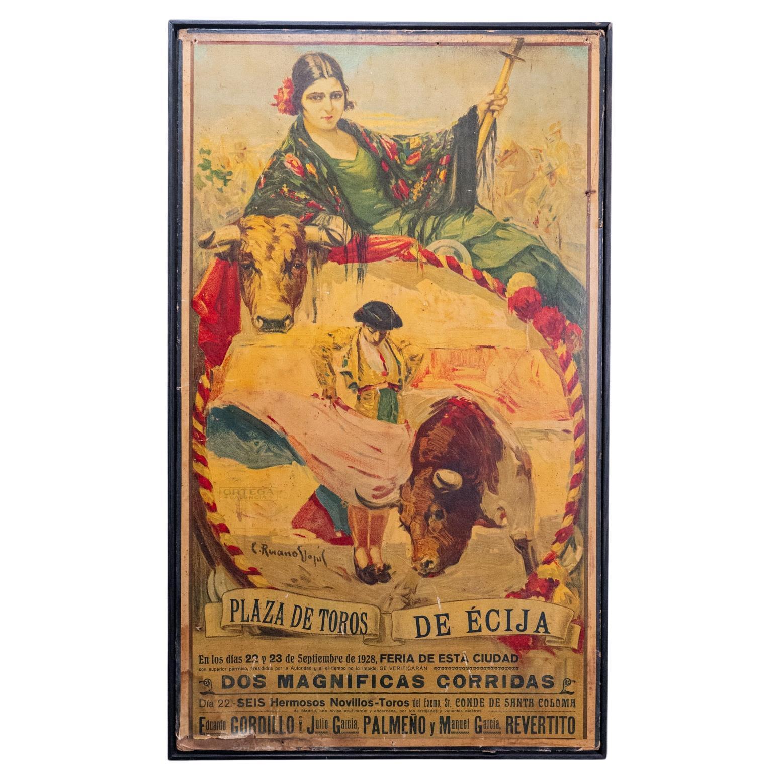 1928 Spanish Bullfighting Poster by Carlos Ruano Llopis – Plaza de Toros de Écij