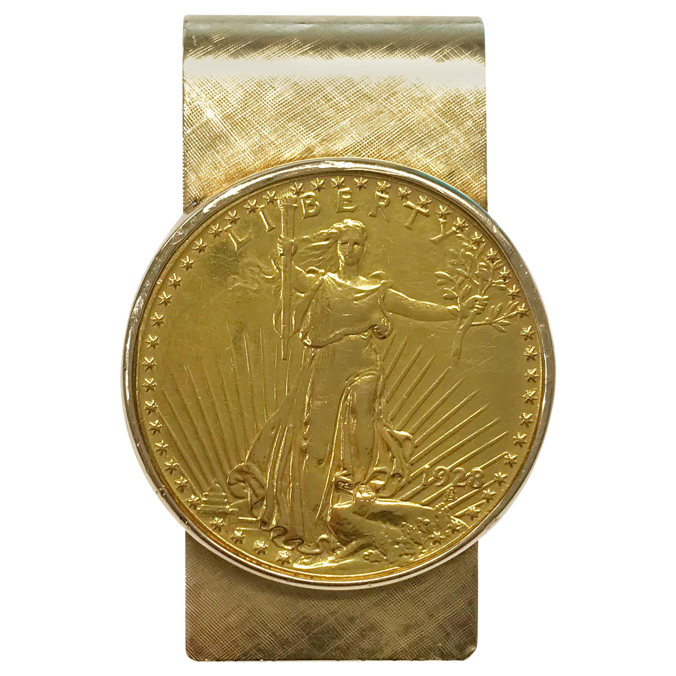 1928 St. Gaudens Double Eagle $20 Gold Coin Money Clip