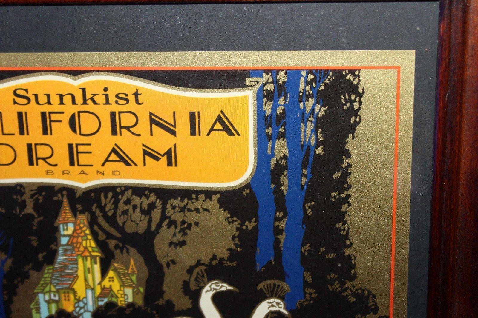 1928 Sunkist California Dream Crate Advertising Framed For Sale 4