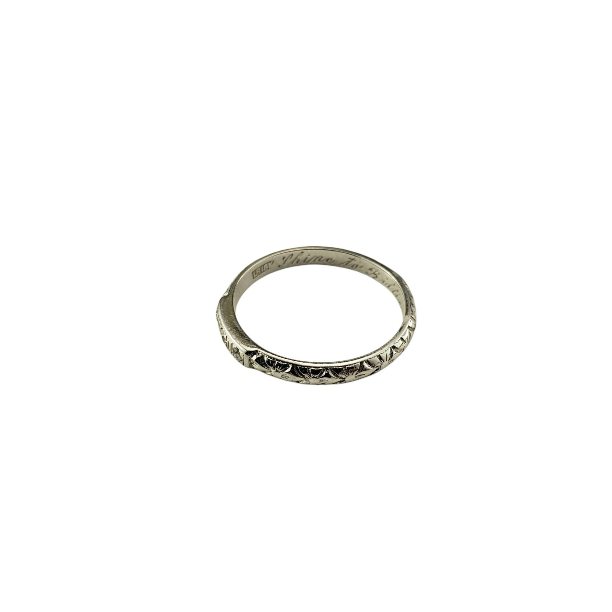 Single Cut 1929 Antique 18 Karat White Gold Diamond Band Ring Size 6 #21397 For Sale