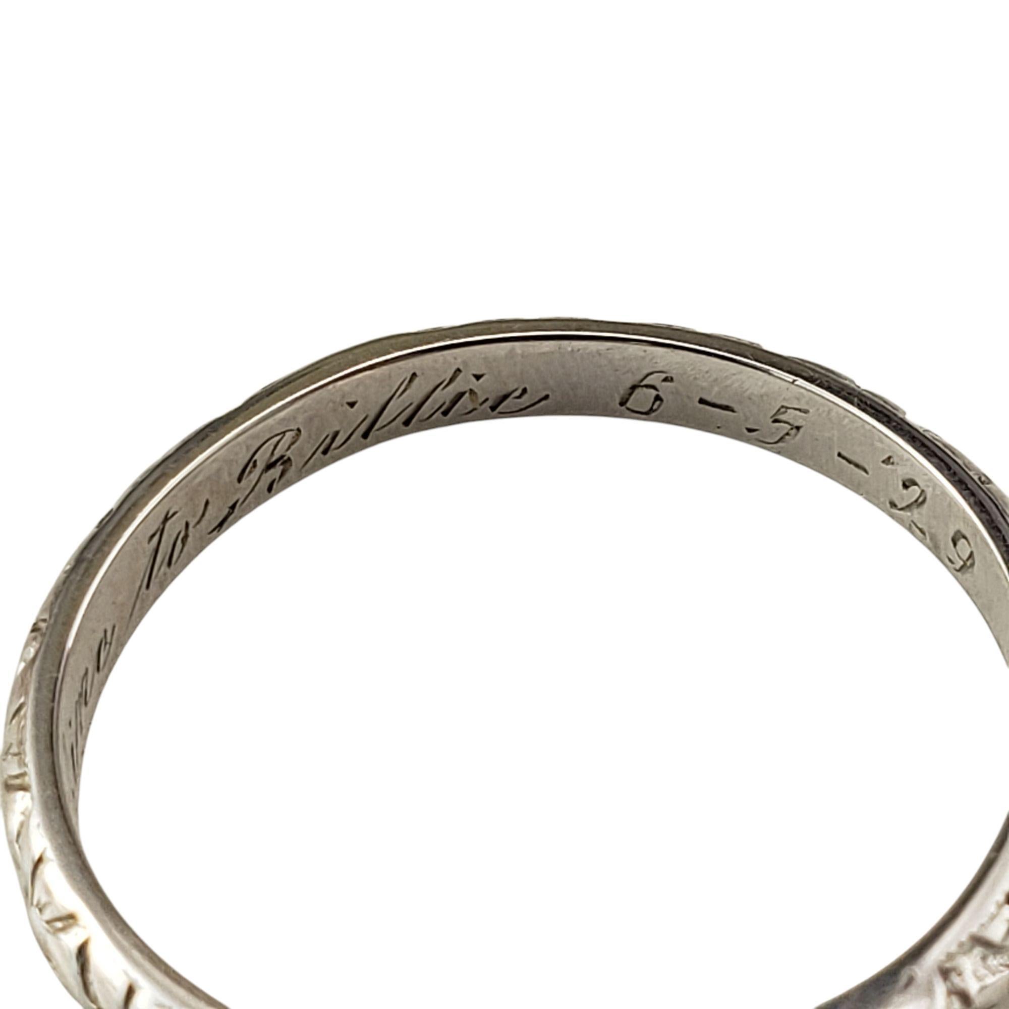 Women's 1929 Antique 18 Karat White Gold Diamond Band Ring Size 6 #21397 For Sale