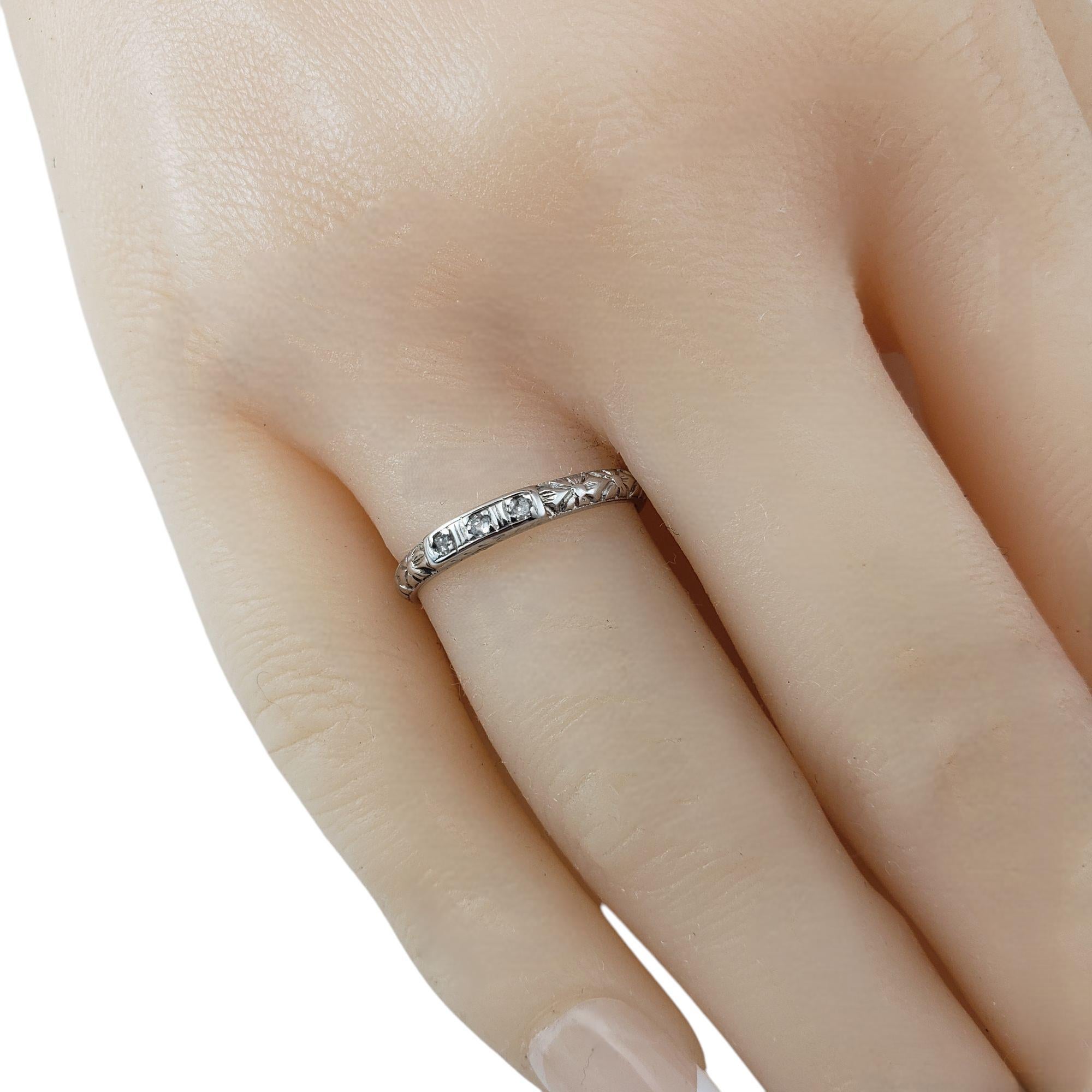 1929 Antique 18 Karat White Gold Diamond Band Ring Size 6 #21397 For Sale 3