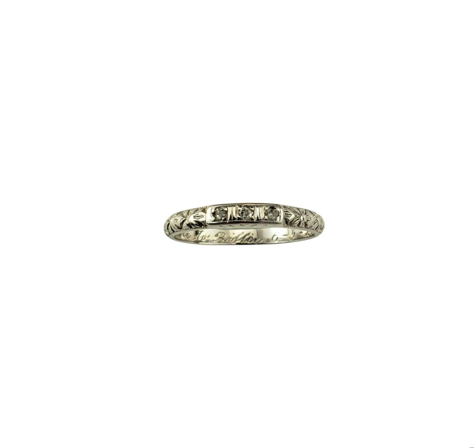 1929 Antique 18 Karat White Gold Diamond Band Ring Size 6 #21397 For Sale