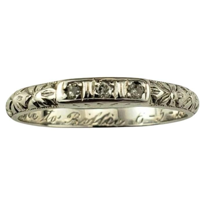 1929 Antike 18 Karat Weißgold Diamantband Ring Größe 6 #22619