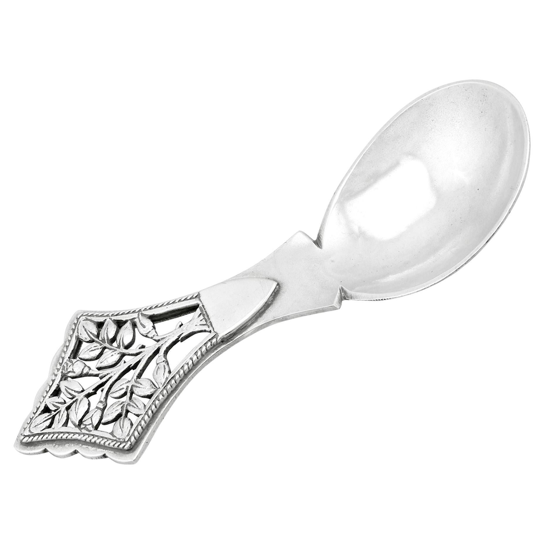 1929 Antique Sterling Silver Caddy Spoon by Henry George Murphy For Sale