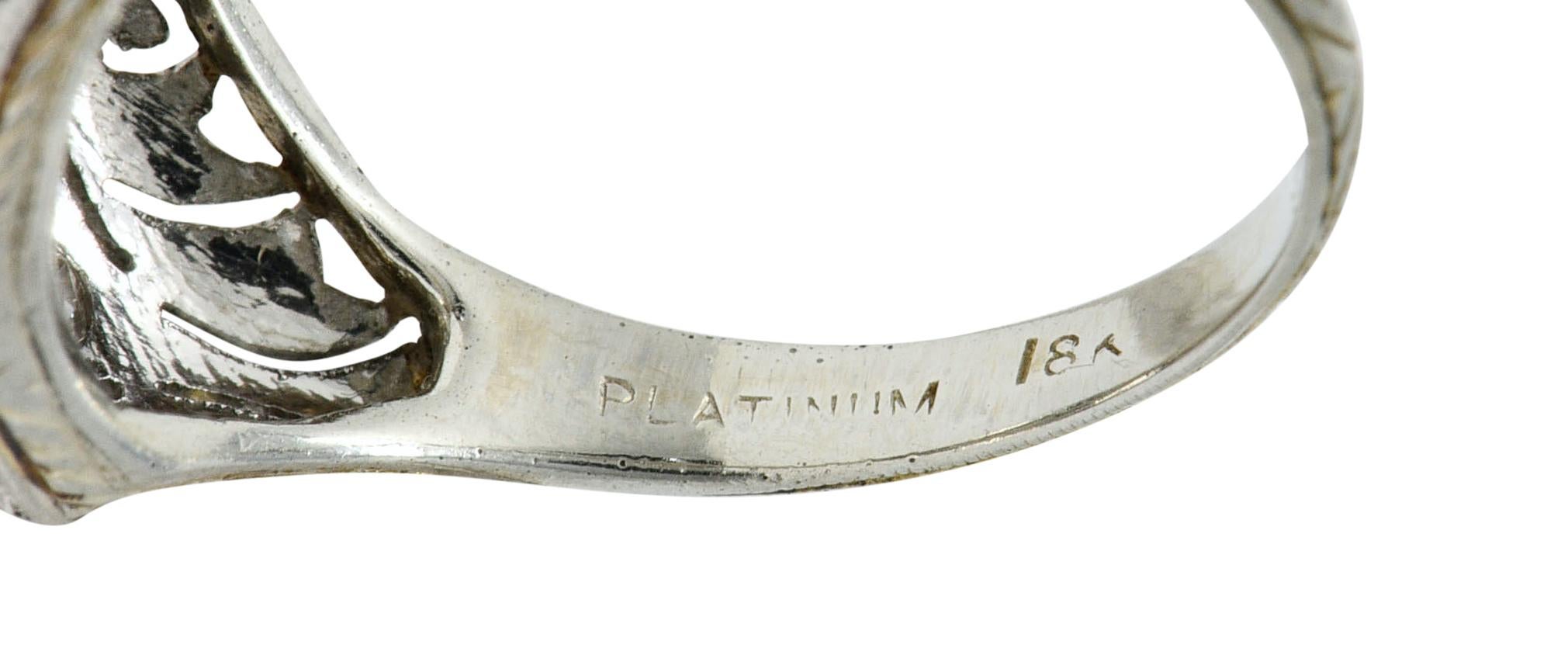 1929 Art Deco Diamond Platinum-Topped 18 Karat White Gold Engagement Ring 3