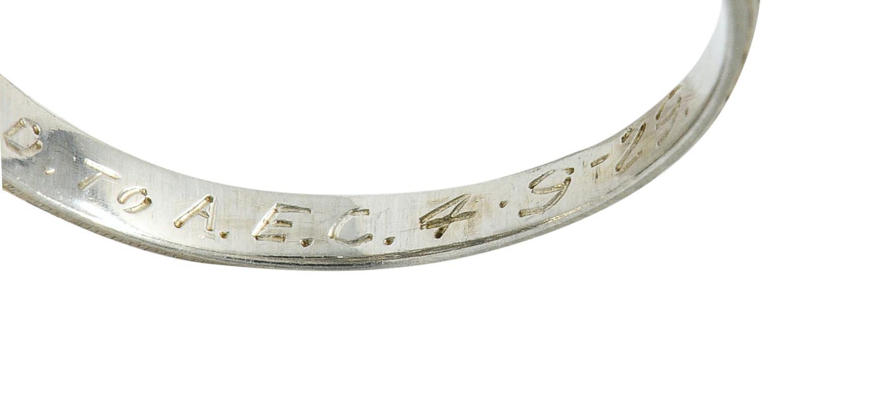 1929 Art Deco Diamond Platinum-Topped 18 Karat White Gold Engagement Ring 4