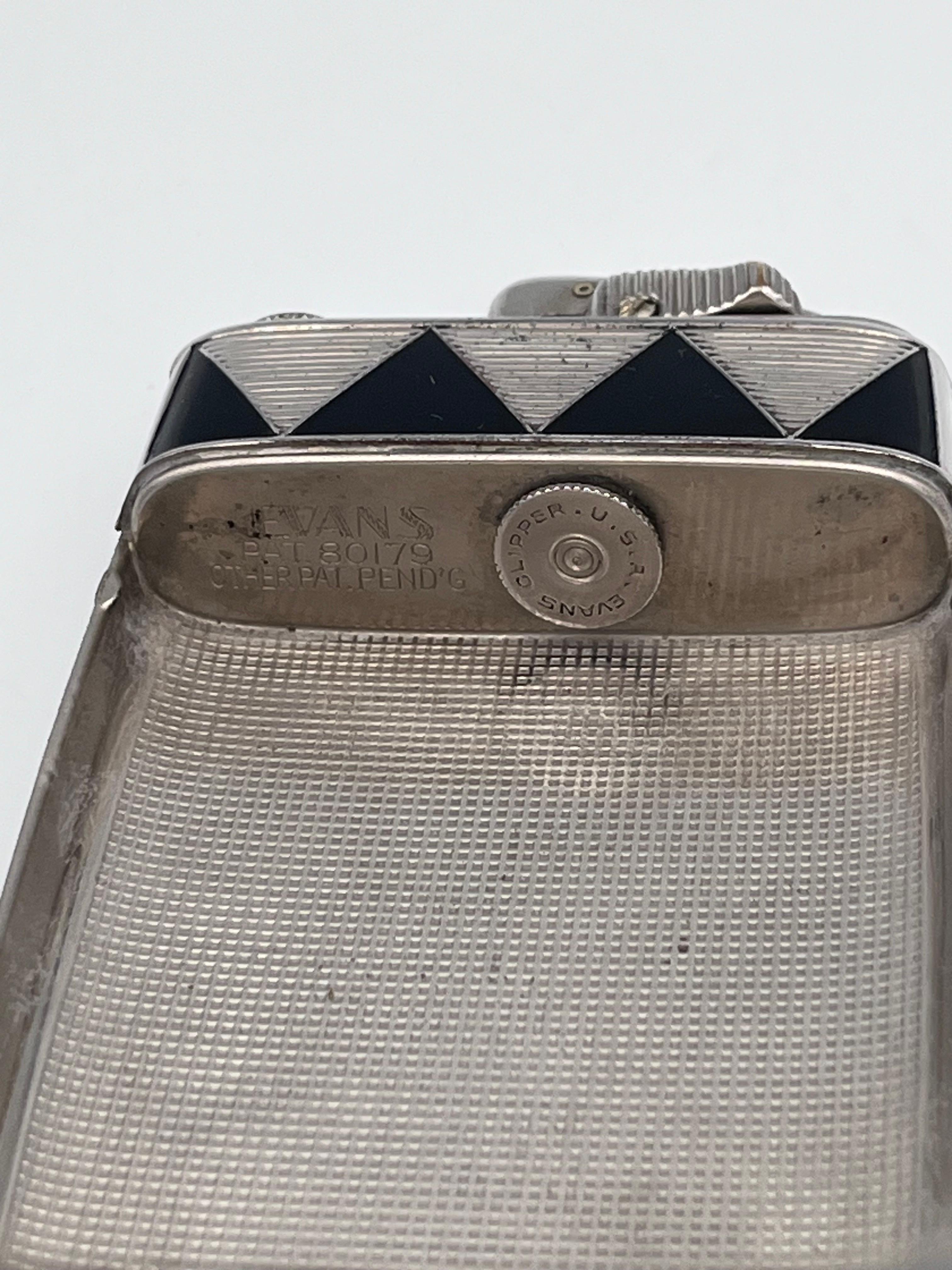 1929 Art Deco Evans Black Enamel Duel Cigarette Case & Lighter, Cecil Lawrence For Sale 4