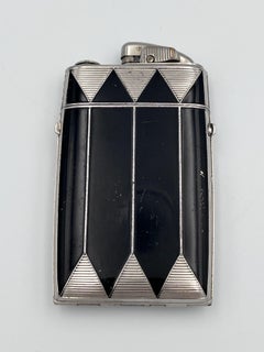 1929 Art Deco Evans Black Enamel Duel Cigarette Case & Lighter, Cecil Lawrence