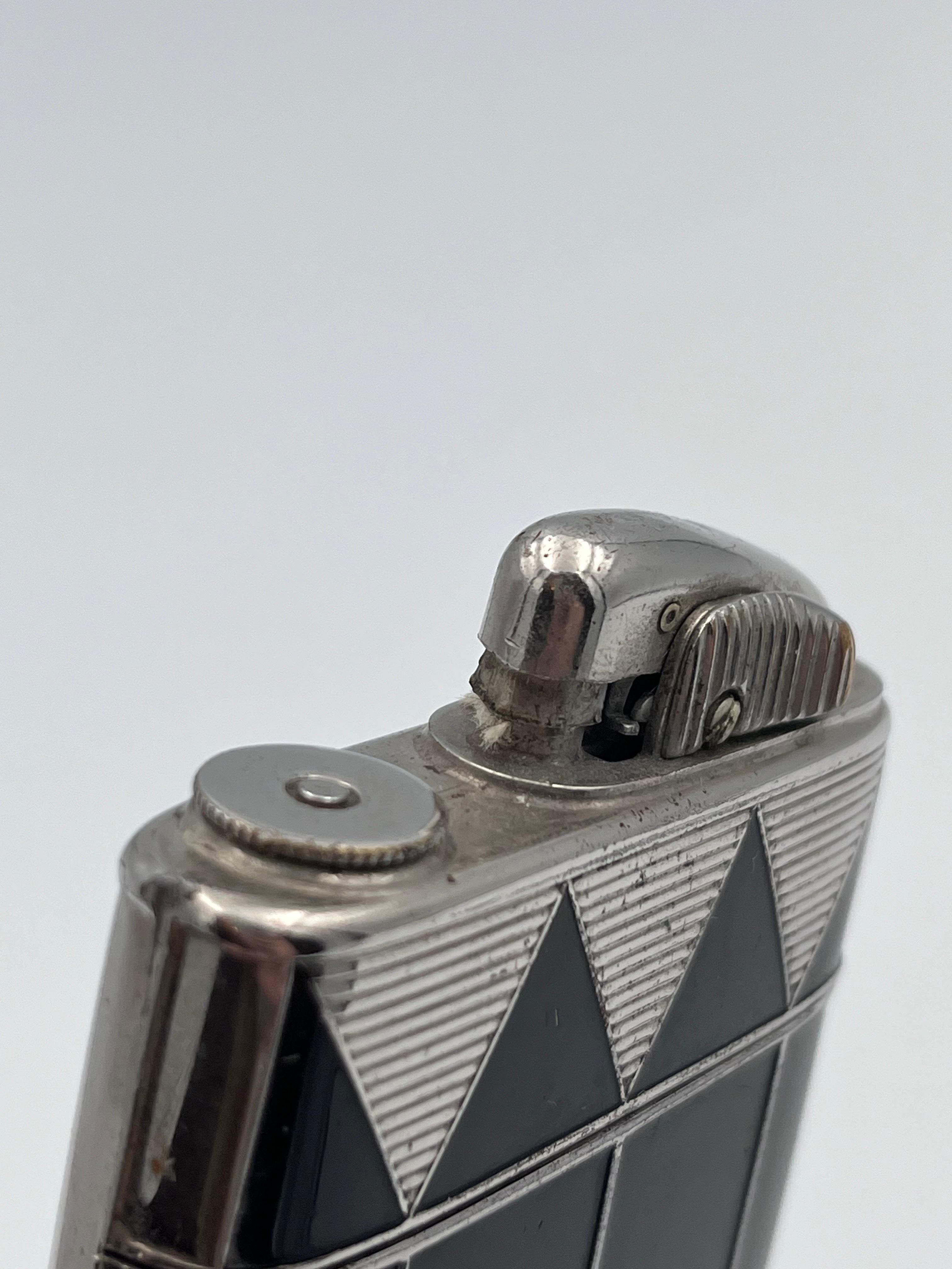 1929 Art Deco Evans Black Enamel Duel Cigarette Case & Lighter, Cecil Lawrence For Sale 1