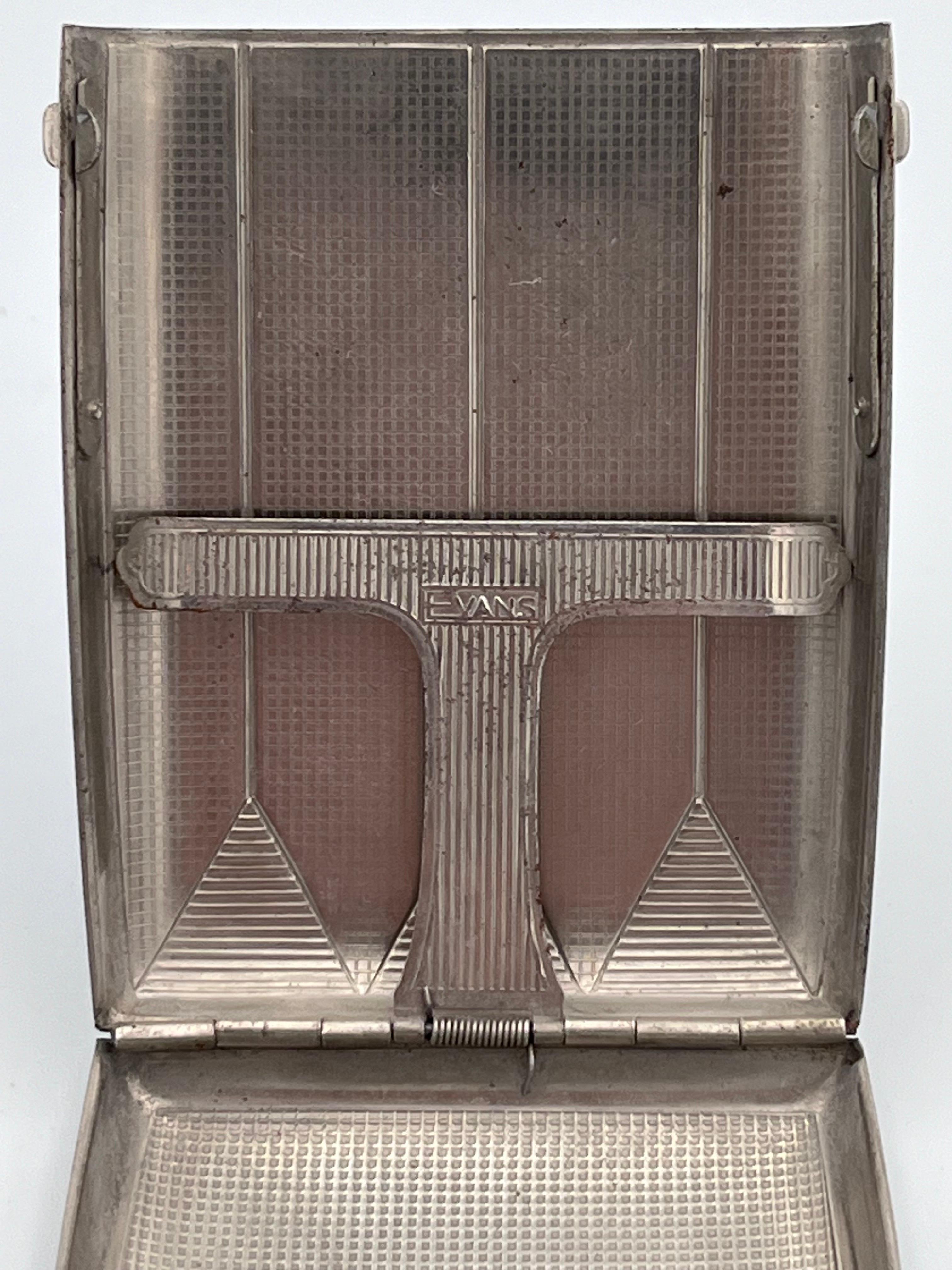 1929 Art Deco Evans Black Enamel Duel Cigarette Case & Lighter, Cecil Lawrence For Sale 3