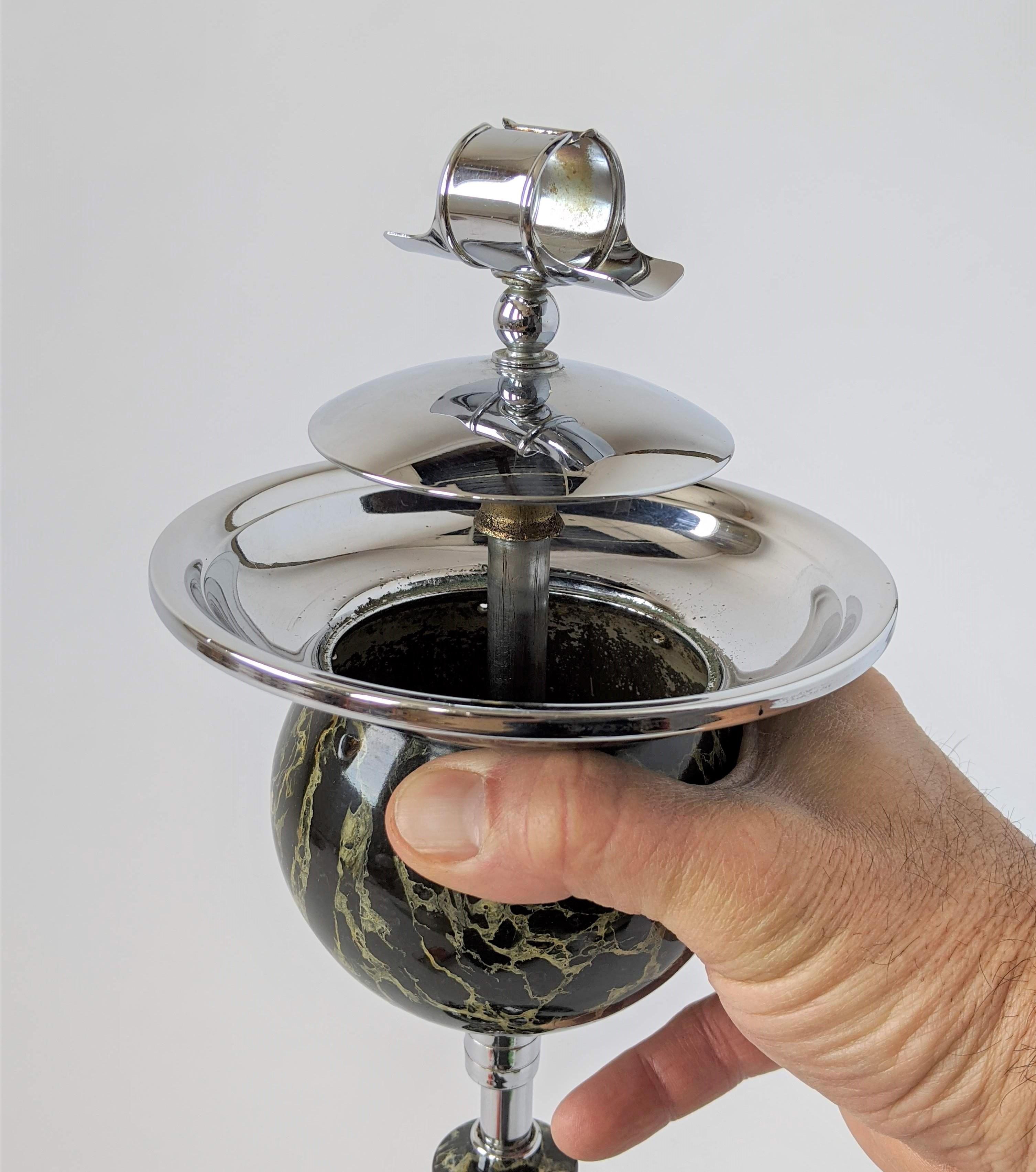Chrome 1929 Art Deco Standing/Floor Rolling Cigar Ashtray 'The Belmet Rollodor', USA
