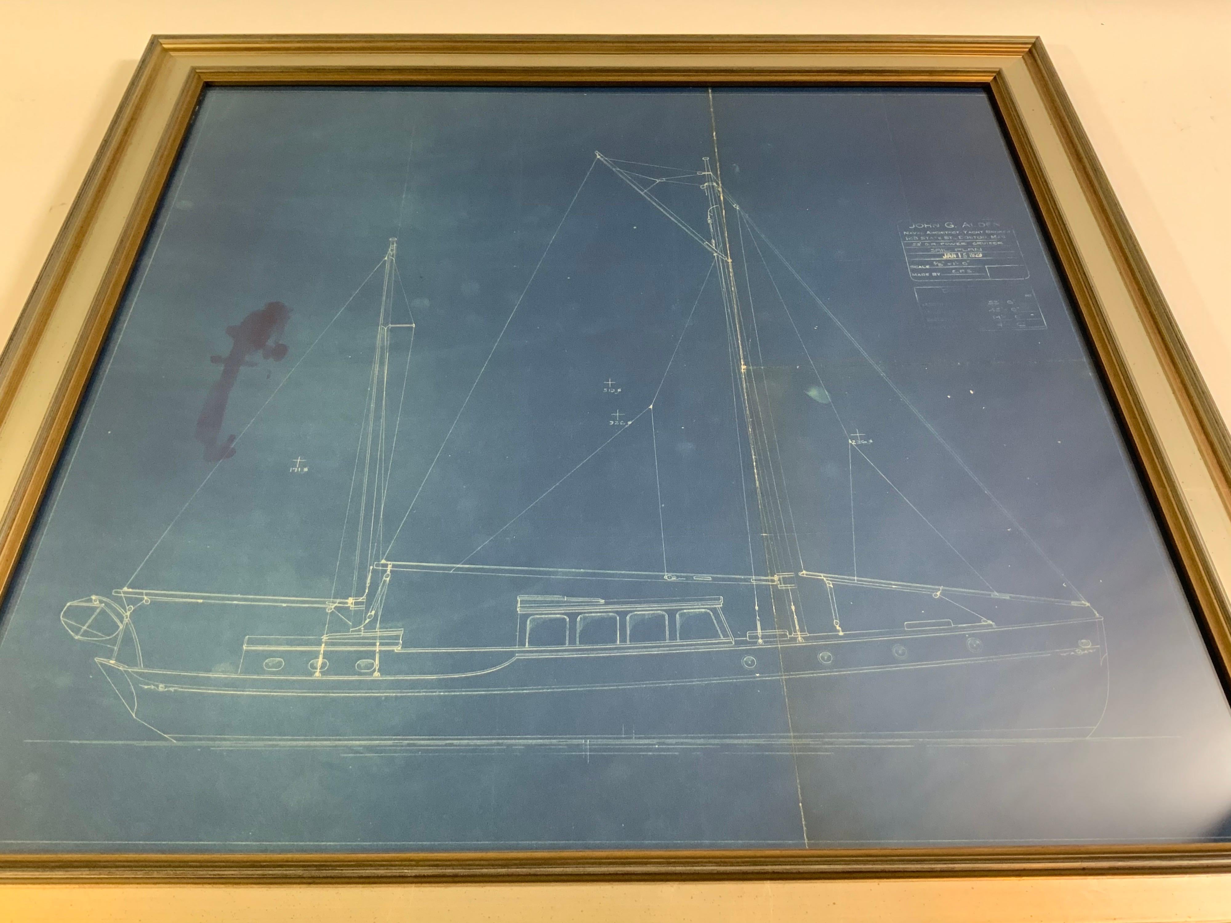 1929 Blueprint einer Yacht von John ALDEN im Angebot 1