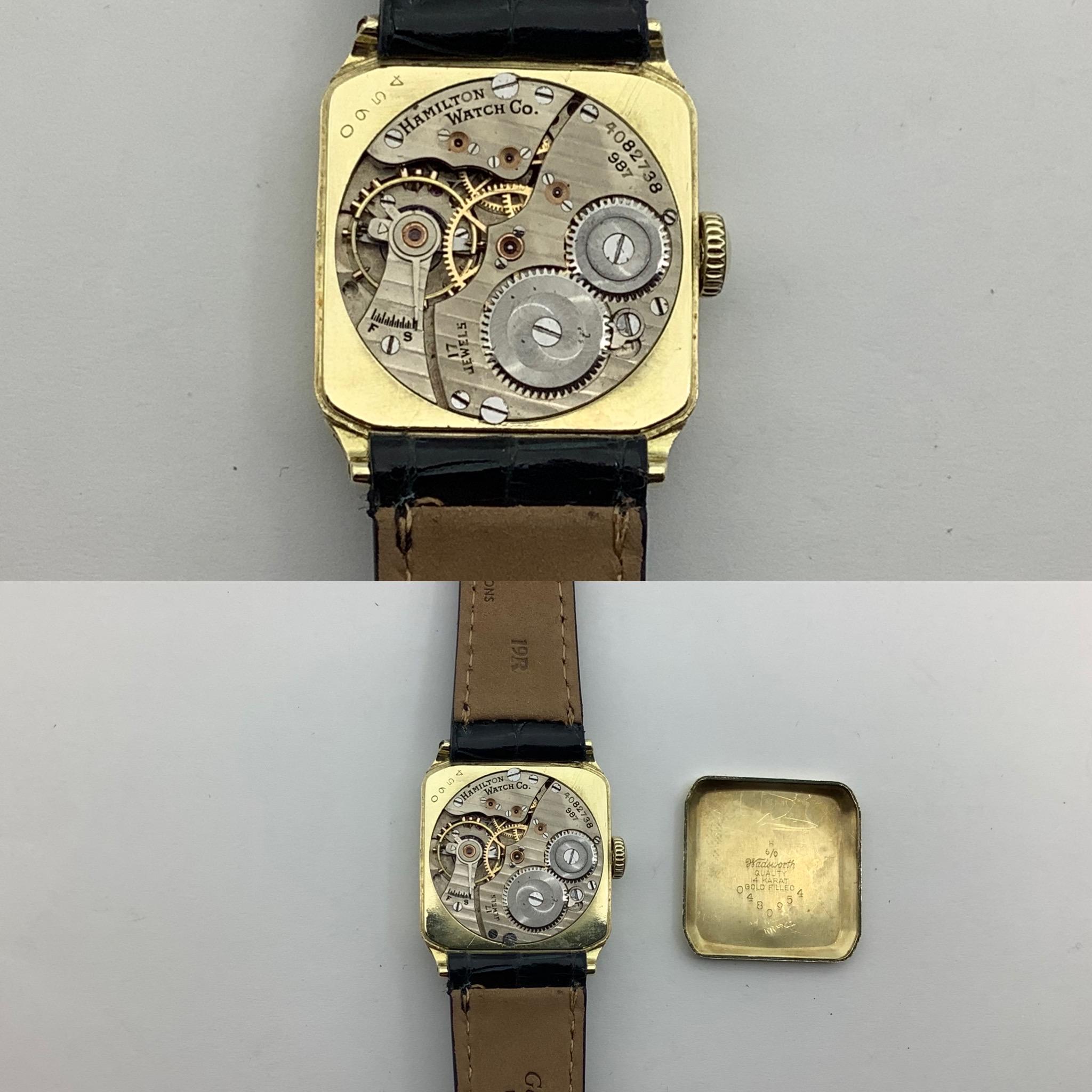 What you see is a well, a preserved Art Deco Hamilton Tonneau that was built in 1928. The interest in this watch is due to the extraordinary restoration.  The dial are hands have been restored to their original with aged luminous material to keep