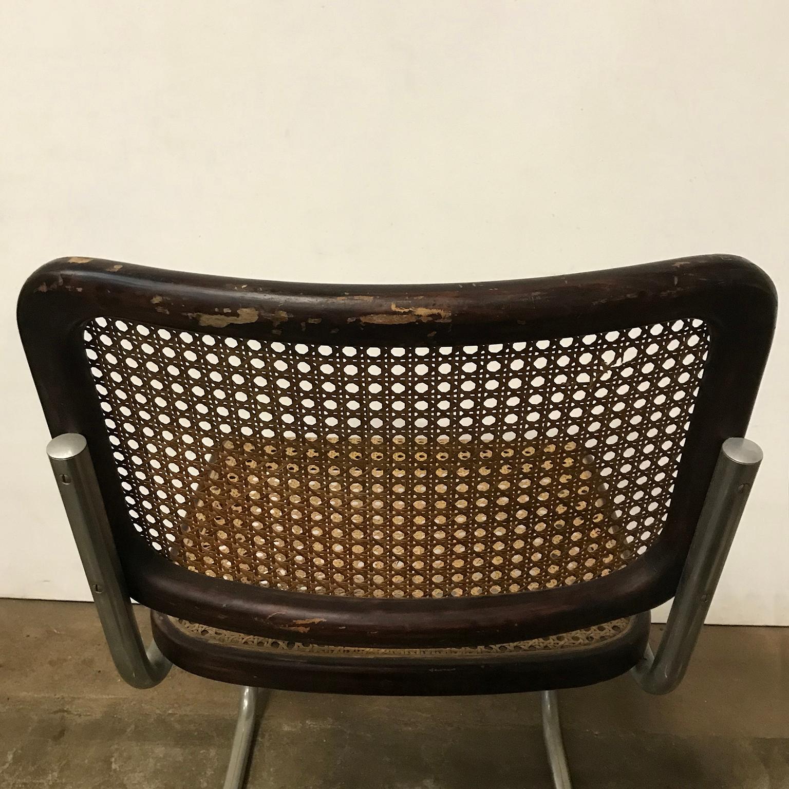 1929, Marcel Breuer for Thonet, Original Early S32 in Wicker and Black Frame 5