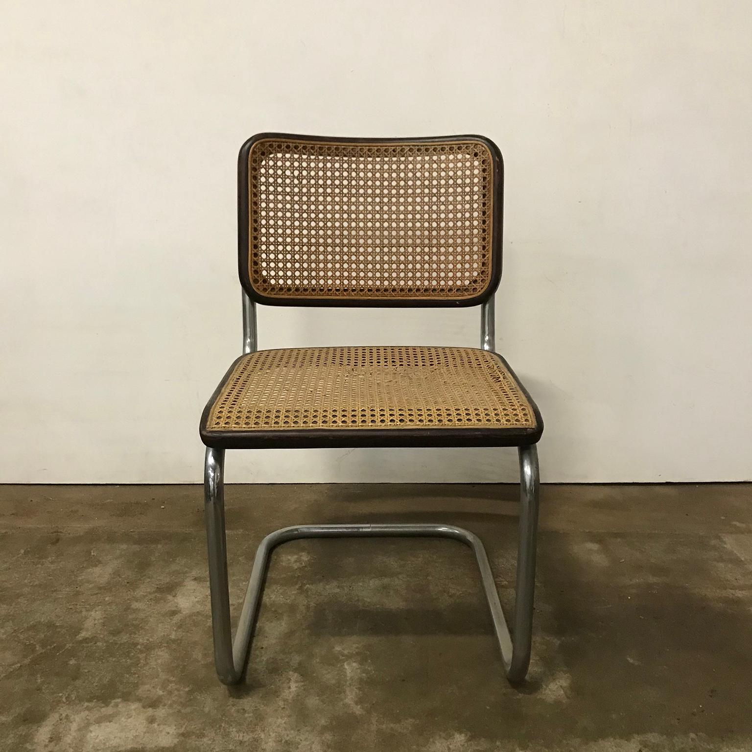 Mid-20th Century 1929, Marcel Breuer for Thonet, Original Early S32 in Wicker and Black Frame