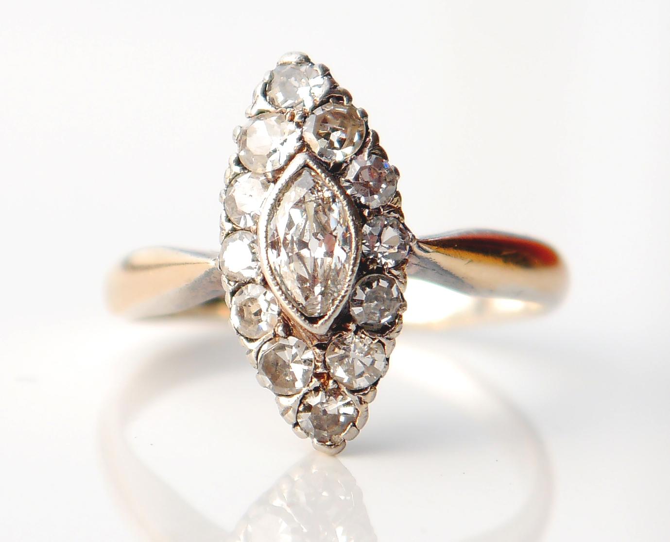 1929 Nordic Ring 1ctw Diamonds solid 18K Gold Ø 5.5 US /3gr For Sale 1